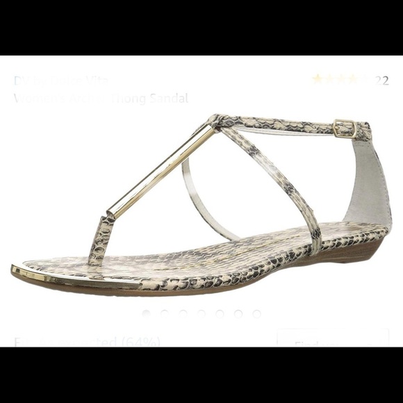 Dolce Vita Snakeskin T-strap and Gold Trim Sandals size 6 - Picture 6 of 6